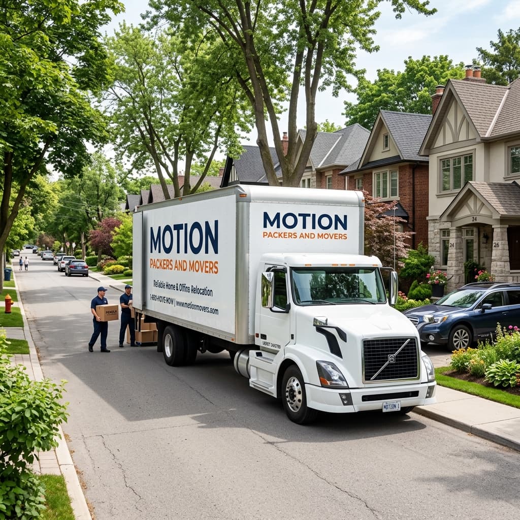 Sealed Container Trucks Parked Near Residential Areas Clean moving truck parked near houses