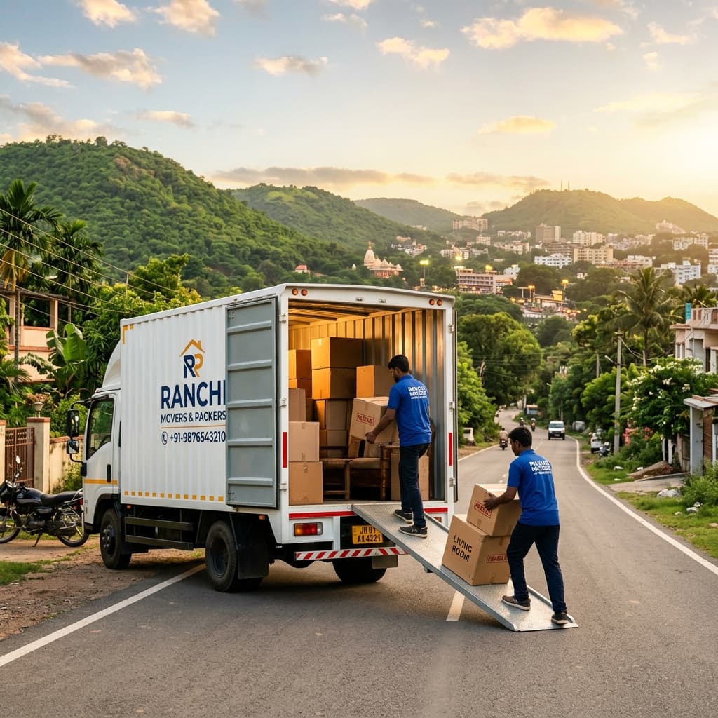 Top Packers and Movers in Ranchi – GPS Tracked Moving Trucks Packers and movers truck ready for shifting in Ranchi Jharkhand